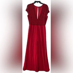 Long Red Lace Jumpsuit